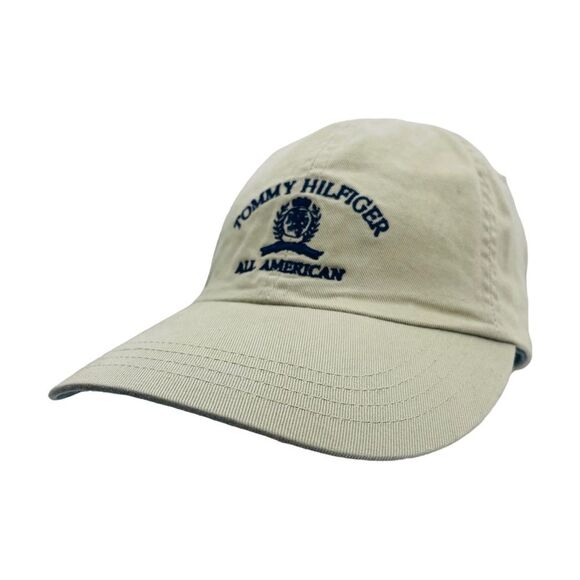 Vintage Tommy Hilfiger All American Military Beige Baseball Cap Unisex - Picture 1 of 8